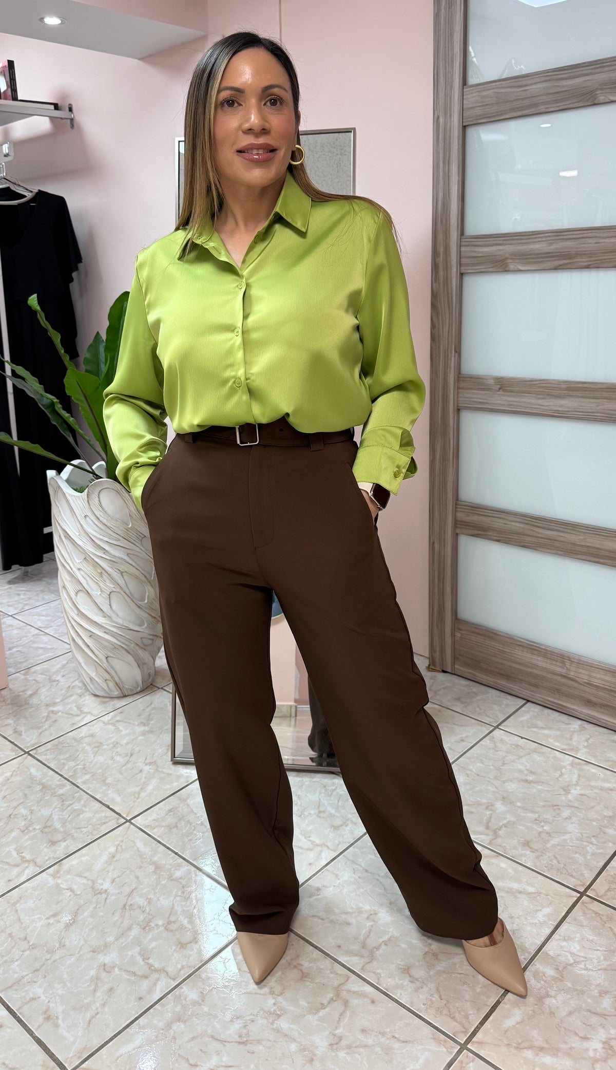 Green Satin Top