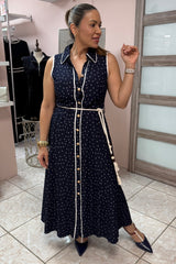 Alexia Navy Polka Dots Midi Dress