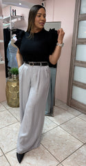Black Ruffle Tee Top
