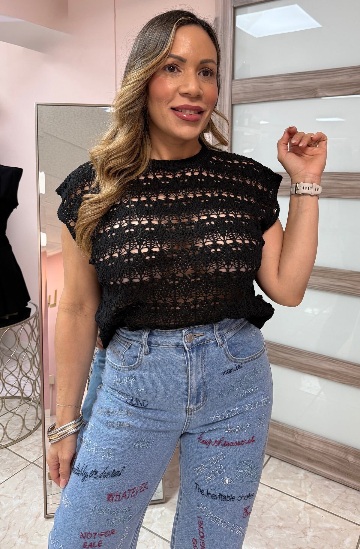 Black Crochet Top