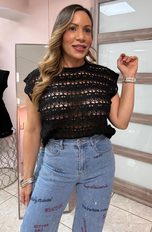 Black Crochet Top