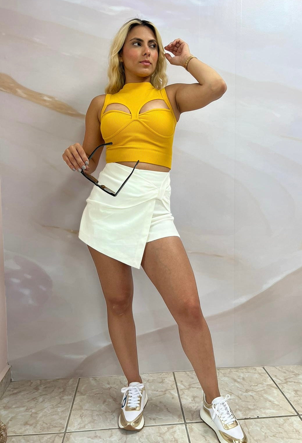 Yellow Basic Crop Top