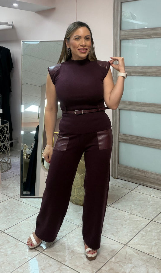 Burgundy Two Pieces Travel Set