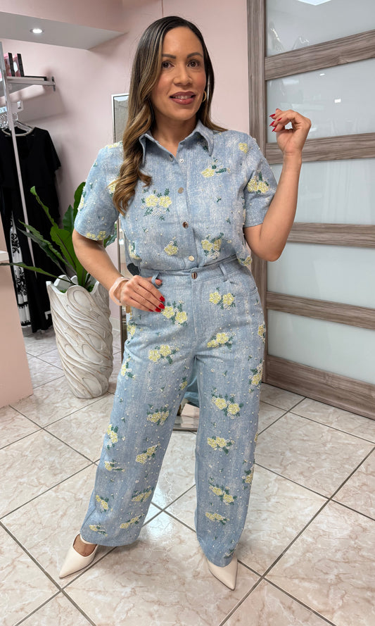 Isabella Blue Top & Pant Set