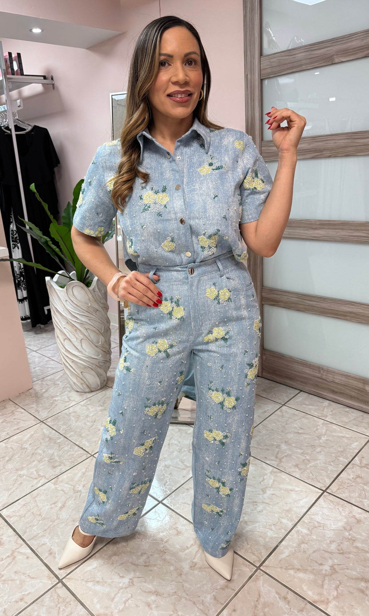 Isabella Blue Top & Pant Set