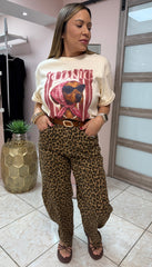 Animal Print Barrel Pant