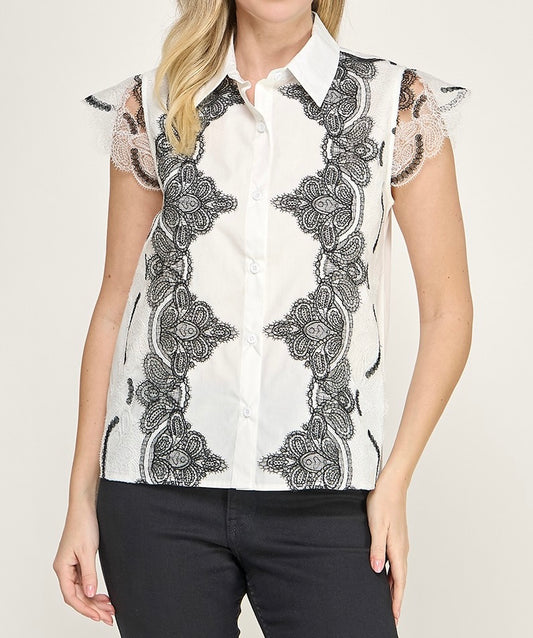 White Sheer Lace Top