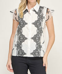 White Sheer Lace Top