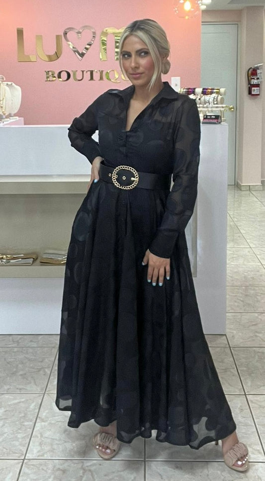 Black Maxi Dress with Belt