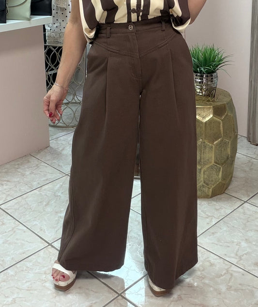 Chocolate Palazzo Denim Pant