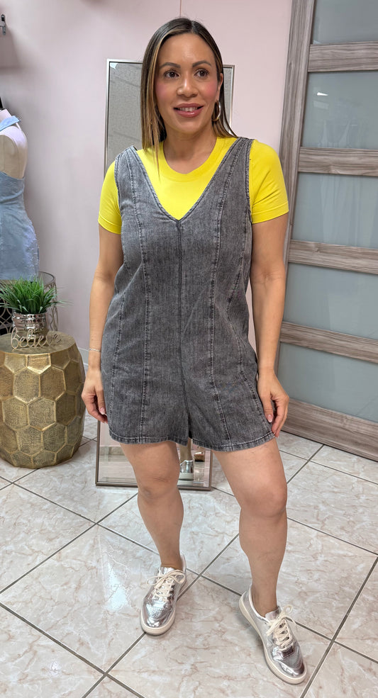 Black Denim Romper