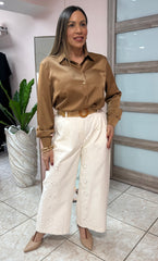 Camel Satin Top
