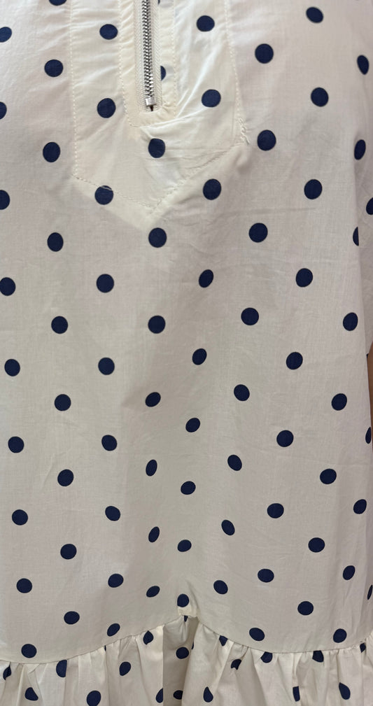 Ivory/Navy Polka Dots Dress