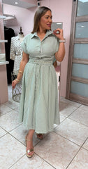 Amanda Green/White Stripes Maxi Dress