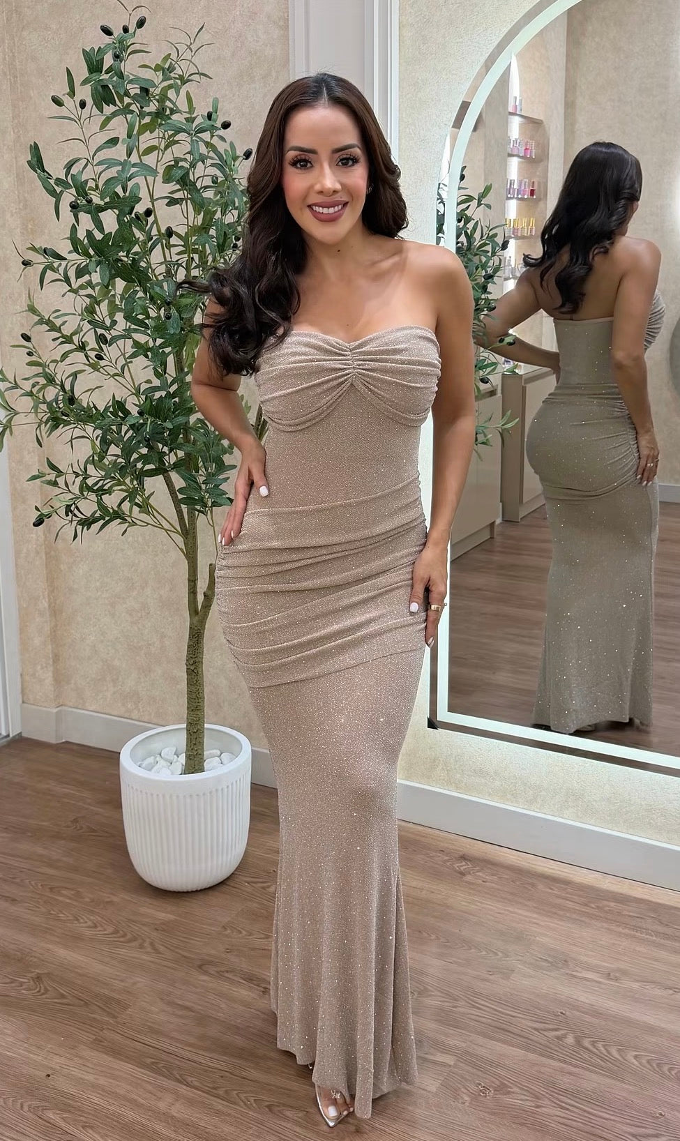 Nahir Gold Shine Maxi Dress