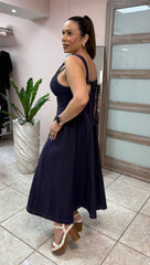Navy Linen Midi Dress NEW DROP