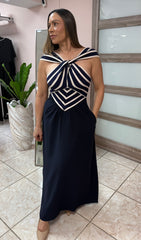 Katia Navy/White Maxi Dress