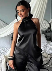 Black Satin Long Top