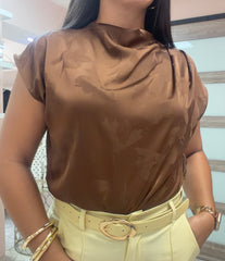 Brown Satin Top