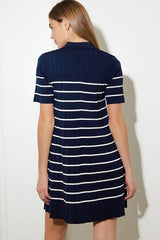 Navy/White Striped Sweater Dress