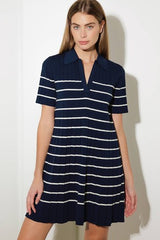Navy/White Striped Sweater Dress