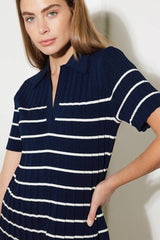Navy/White Striped Sweater Dress