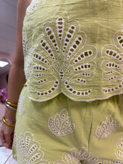 Lime Embroidery Romper
