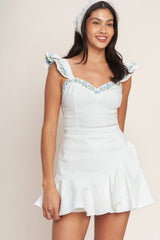 Alice white ruffle romper
