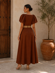 Amanda Puff Sleeve Maxi Dress with Belt