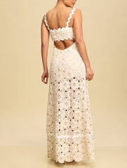 Crochet Lace Trim Maxi Dress