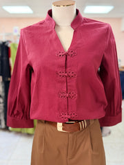 Wine Linen Top