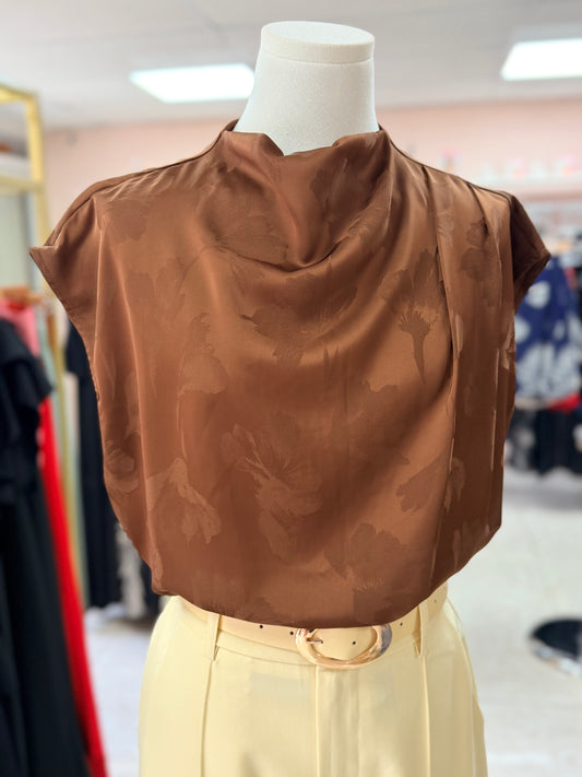 Brown Satin Top