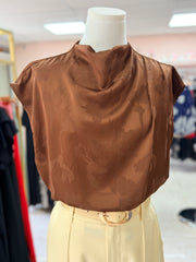 Brown Satin Top