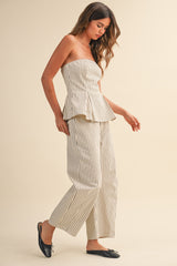 Karla Striped Strapples Top & Barrel Pant Set