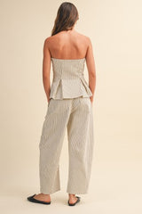 Karla Striped Strapples Top & Barrel Pant Set