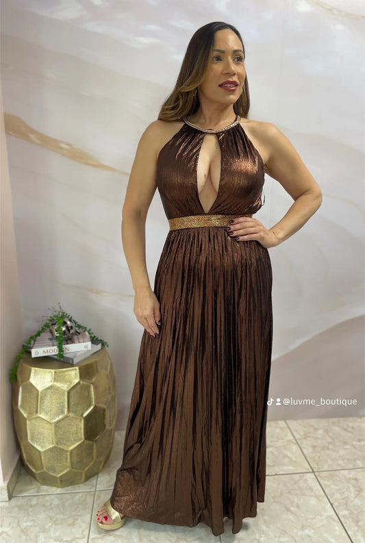 Bronce Metallic Maxi Dress