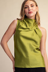 Olive Satin Top
