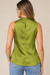 Olive Satin Top