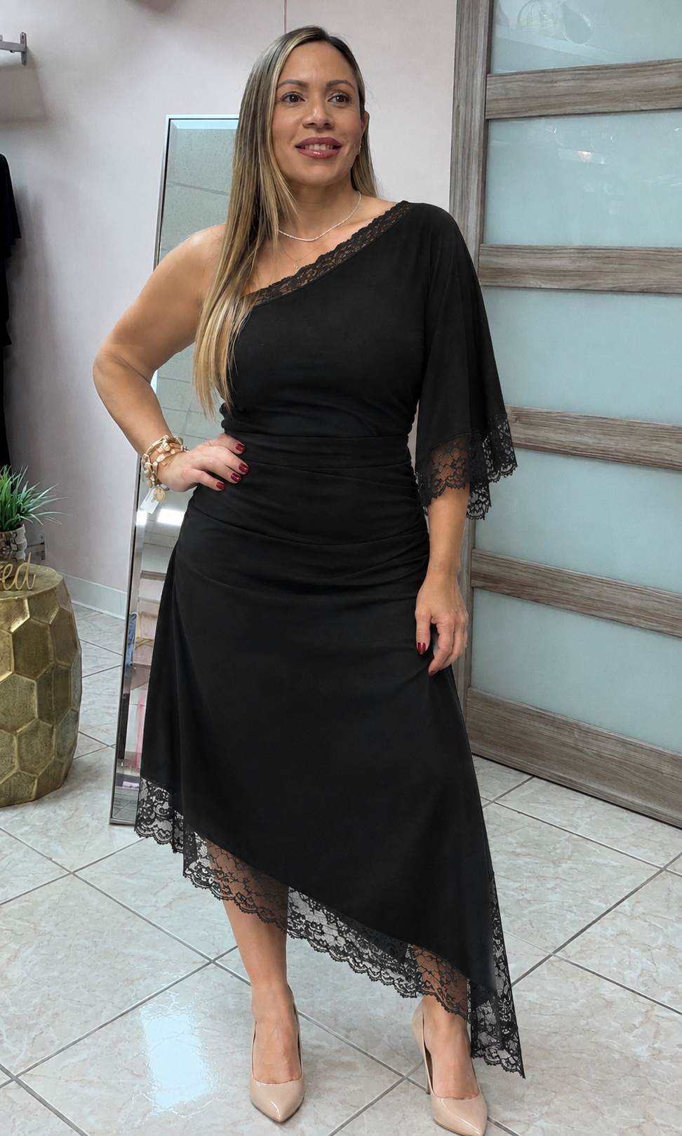 Sacha Asymetric Midi Dress