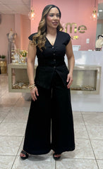Black Denim Vest & Pant Set