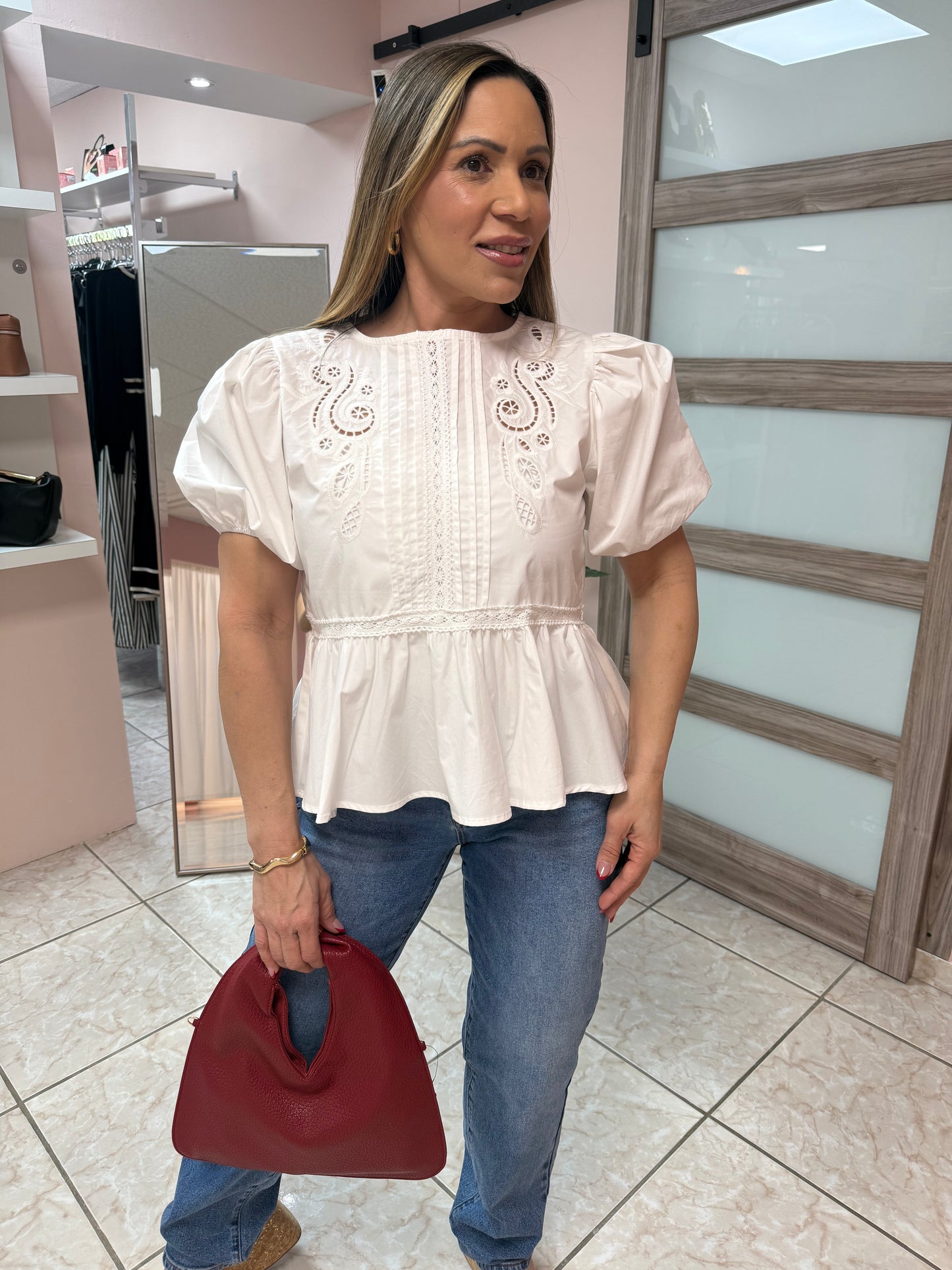 White Embroidery Top