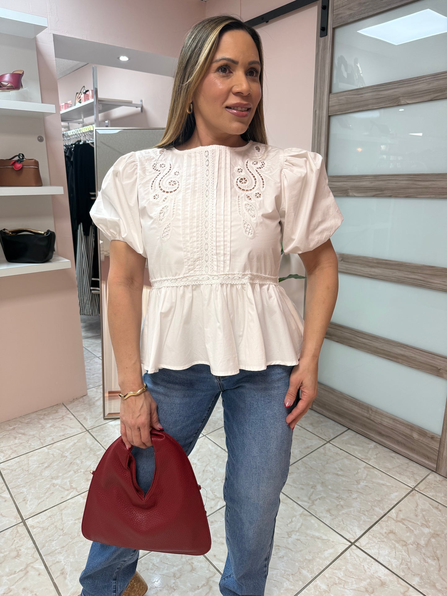 White Embroidery Top