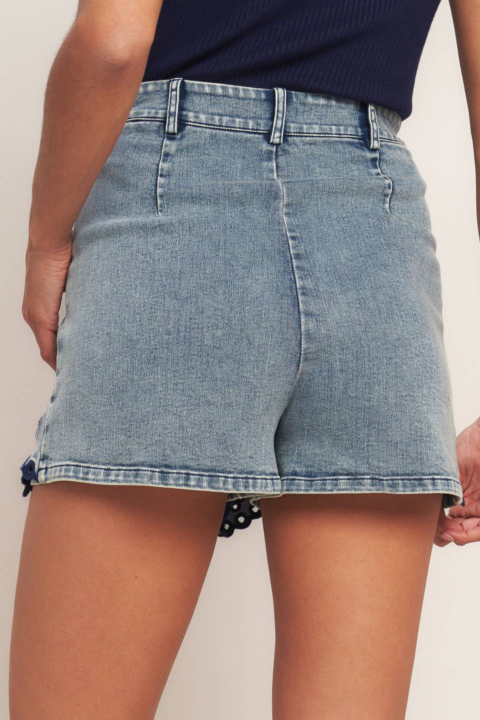 Denim embroidery Skort