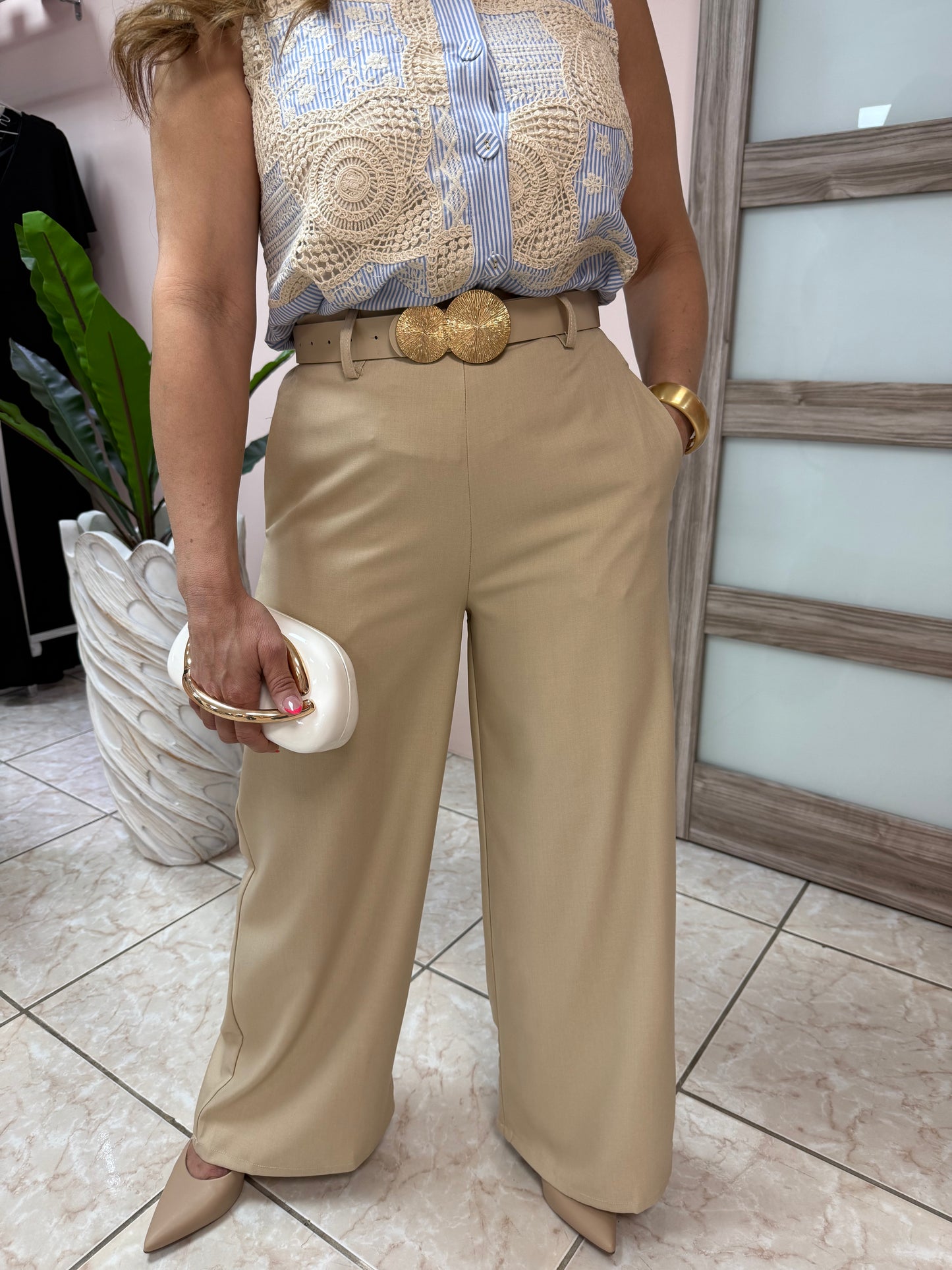 Liam Camel Pant with Belt