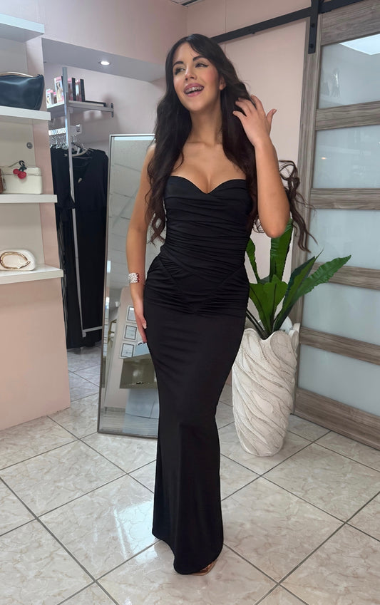 Black Halter Corset Maxi Dress