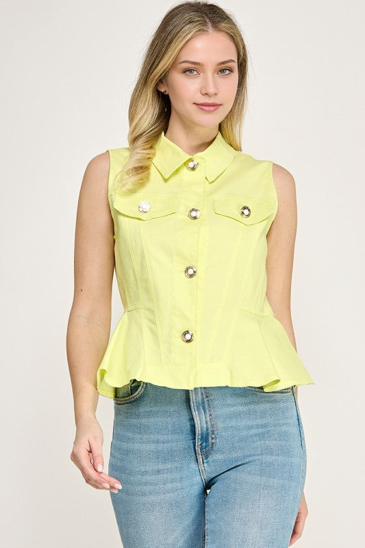 Olivia Sleeveless Yellow Top