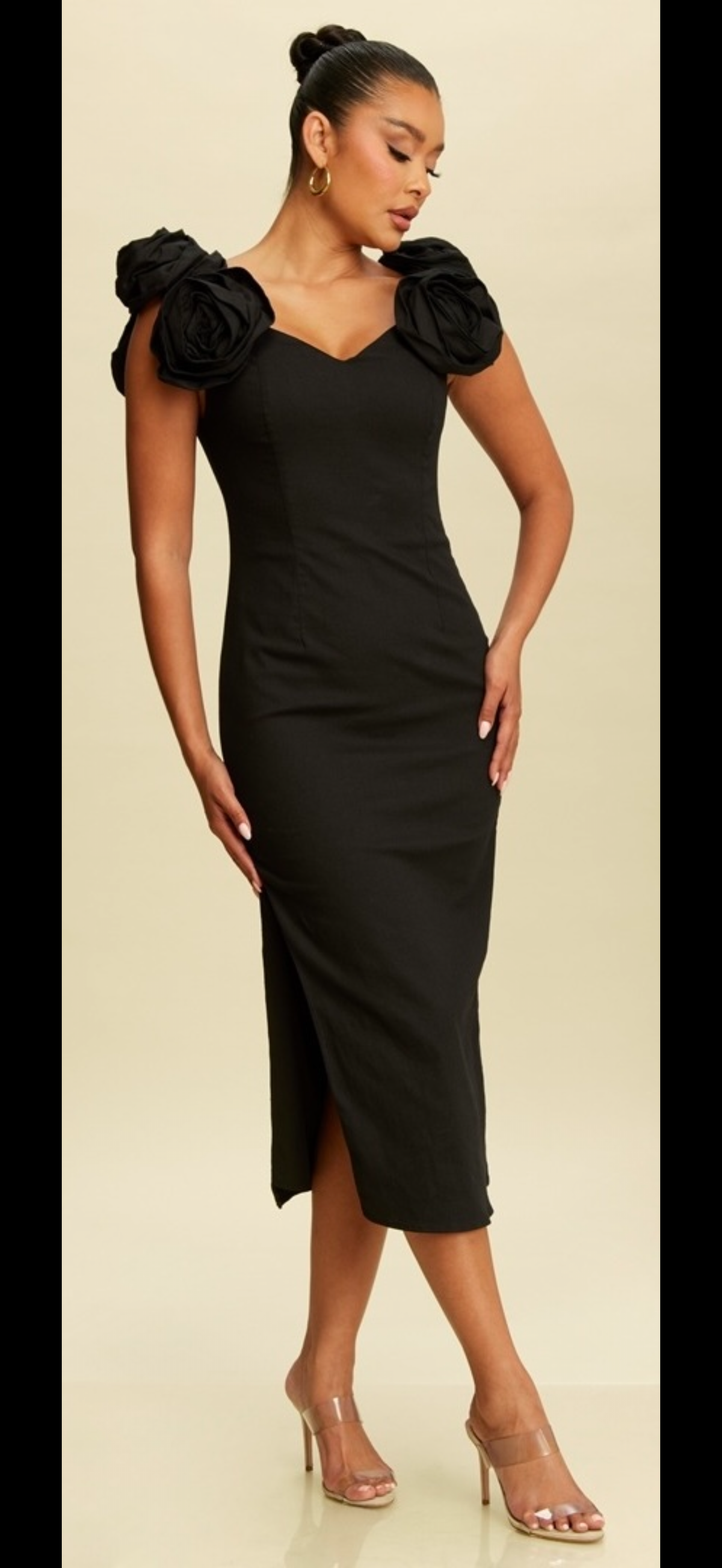 Black Linen Midi Dress