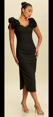 Black Linen Midi Dress