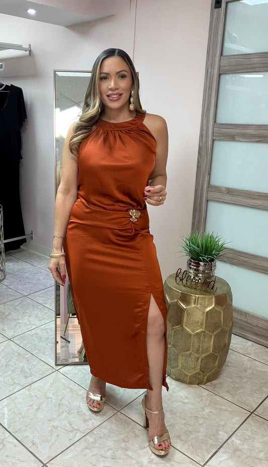 Olivia Rust Midi Dress
