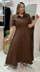 Chocolate Denim Maxi Dress